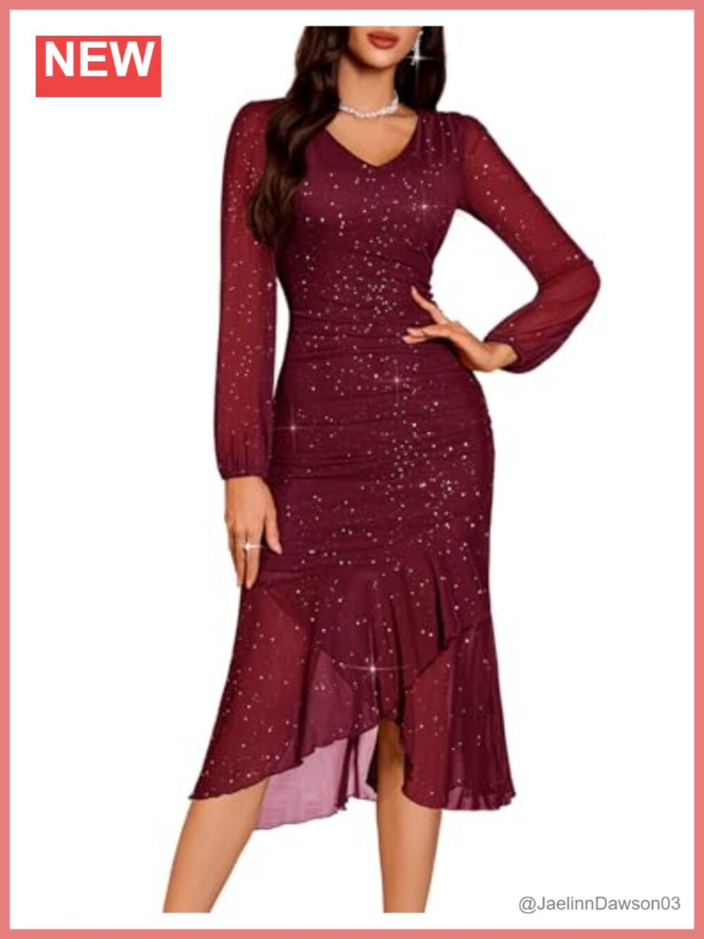 Sparkly Sequin Long Sleeve Formal Dress Mermaid Bodycon